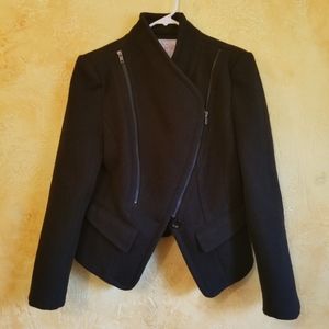 Pink Martini Black Wool Blend Asymmetrical Jacket
